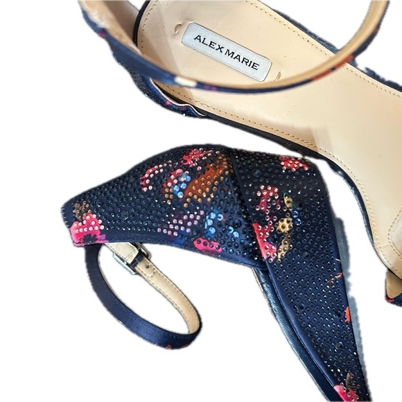 Alex Marie Pink and Blue Floral Ankle Strap Sandals - Picture 2 of 4